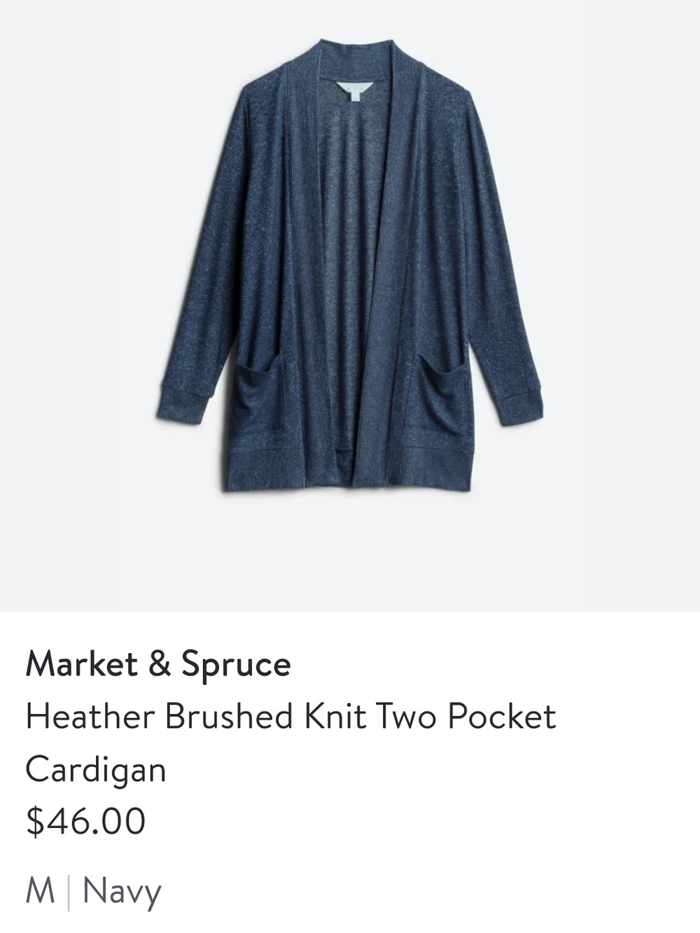 Market & Spruce Open-Front Heathered Cardigan - Navy